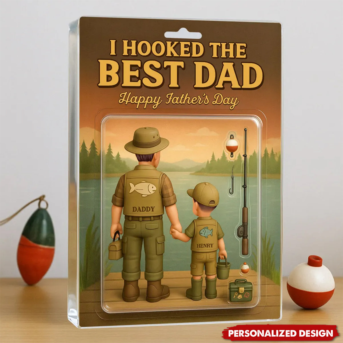 I Hooked the Best Dad Fishing-Personalized Acrylic Plaque-Father's Day Gift