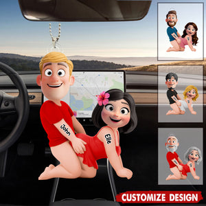 Naughty Personalized Couple Car Ornament - Gifts For Couple