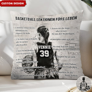 Personalisiertes Basketball-Lebenslektionskissen-Geschenk für Basketball-Liebhaber