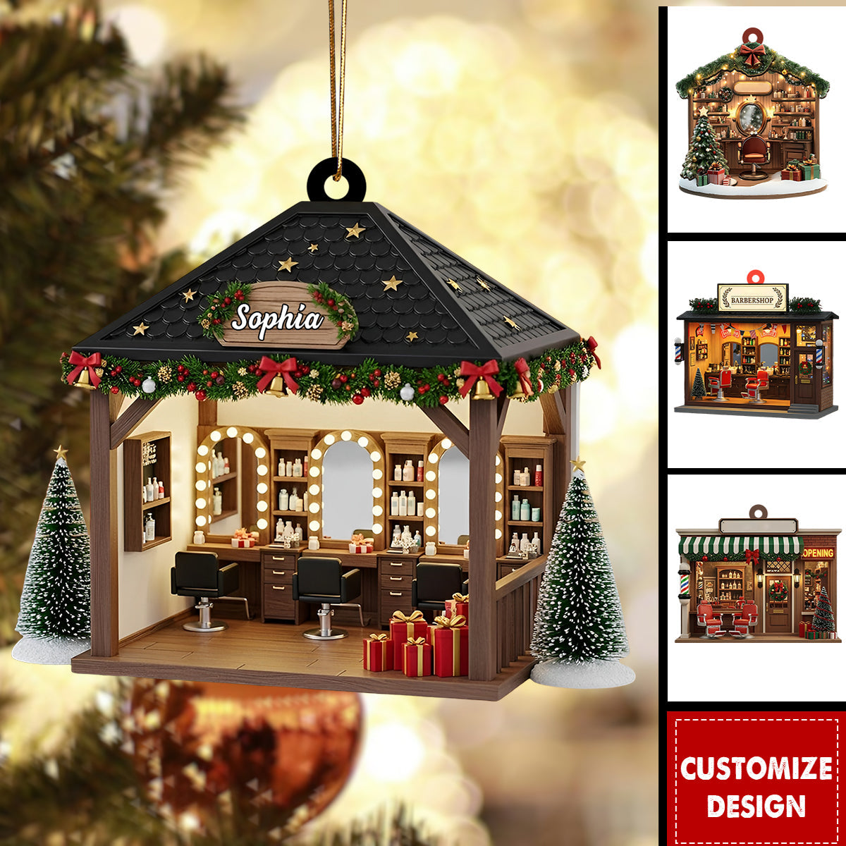 Personalized Barbershop Christmas Ornament