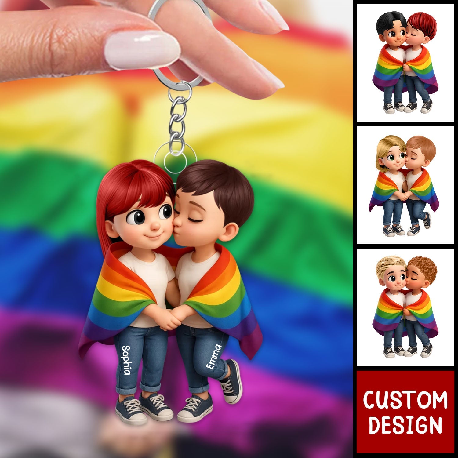 Pride Month LGBT Couple Love Is Love - Personalized Acrylic Keychain, Gift for him Or her