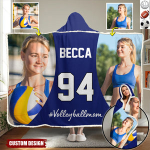 Personalized Photo Wearable Blanket Hoodie - Gift For Football,Soccer,Volleyball Lovers