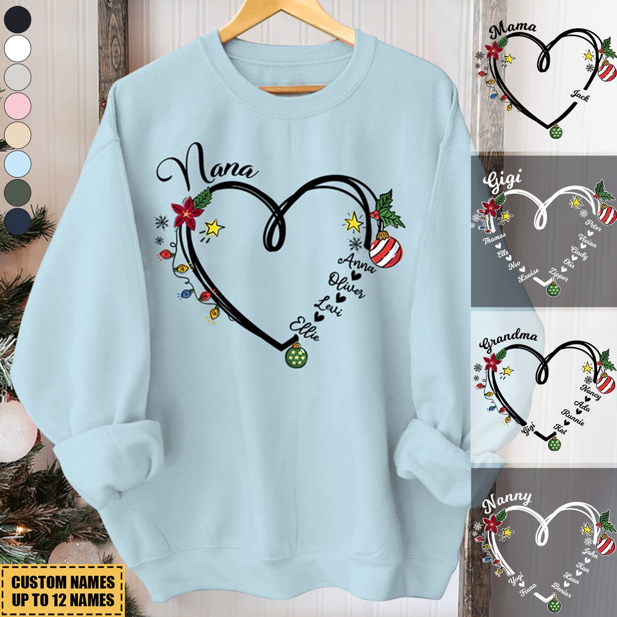 2024 New Release Nana Heart Christmas And Grandkids Sweatshirt