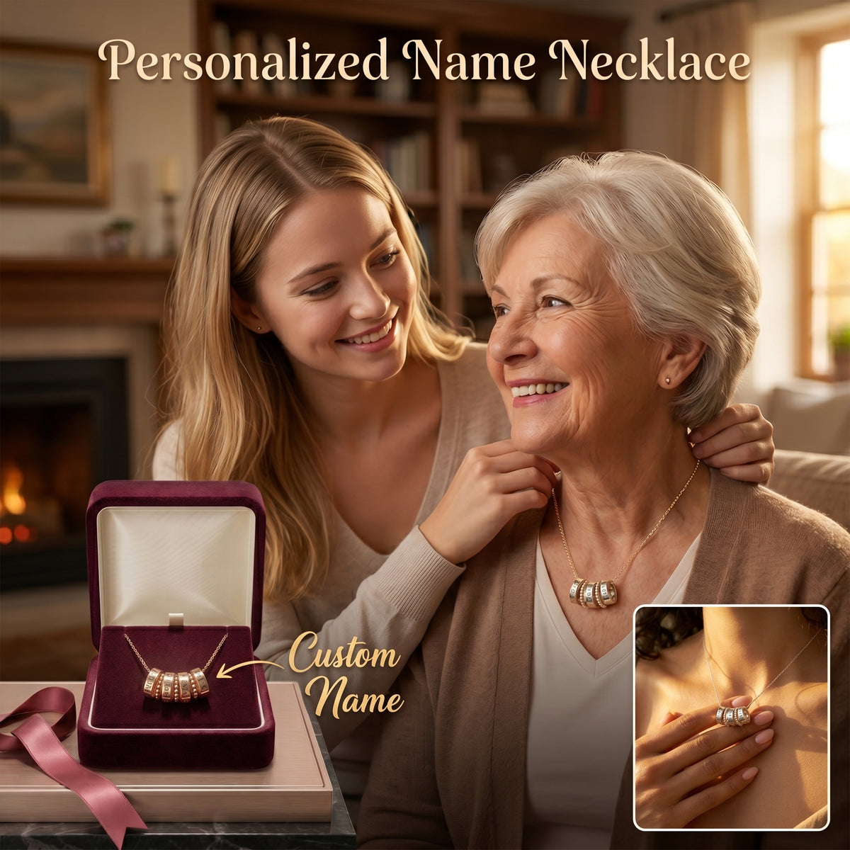Personalized Engraved Circle Name Necklace -Perfect Mother's Day Gift
