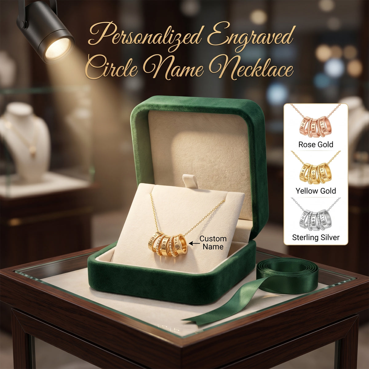 Personalized Engraved Circle Name Necklace -Perfect Mother's Day Gift