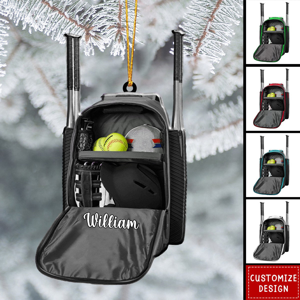 2024 New Release - Personalized Softball Backpack Ornament
