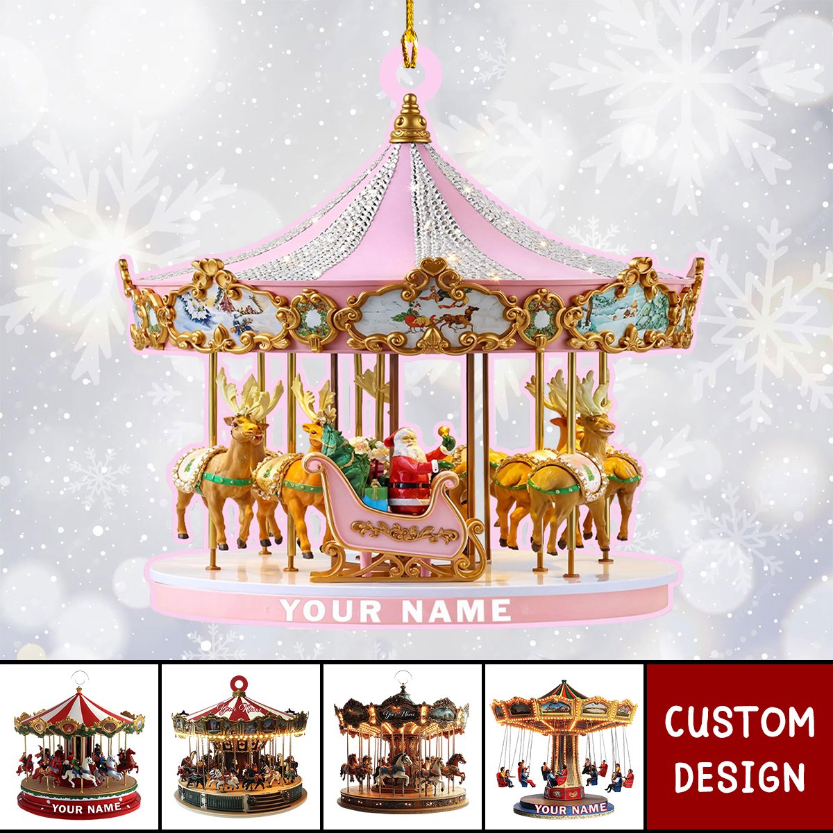 2024 New Release Personalized Carousel Christmas Ornament