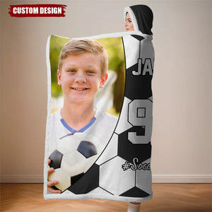 Personalized Photo Wearable Blanket Hoodie - Gift For Football,Soccer,Volleyball Lovers