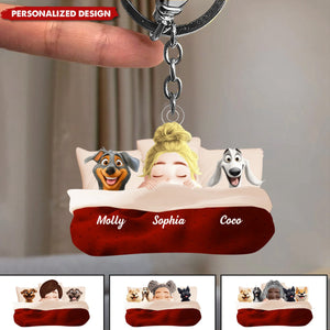 Personalized Sleeping With My Dog Keychain