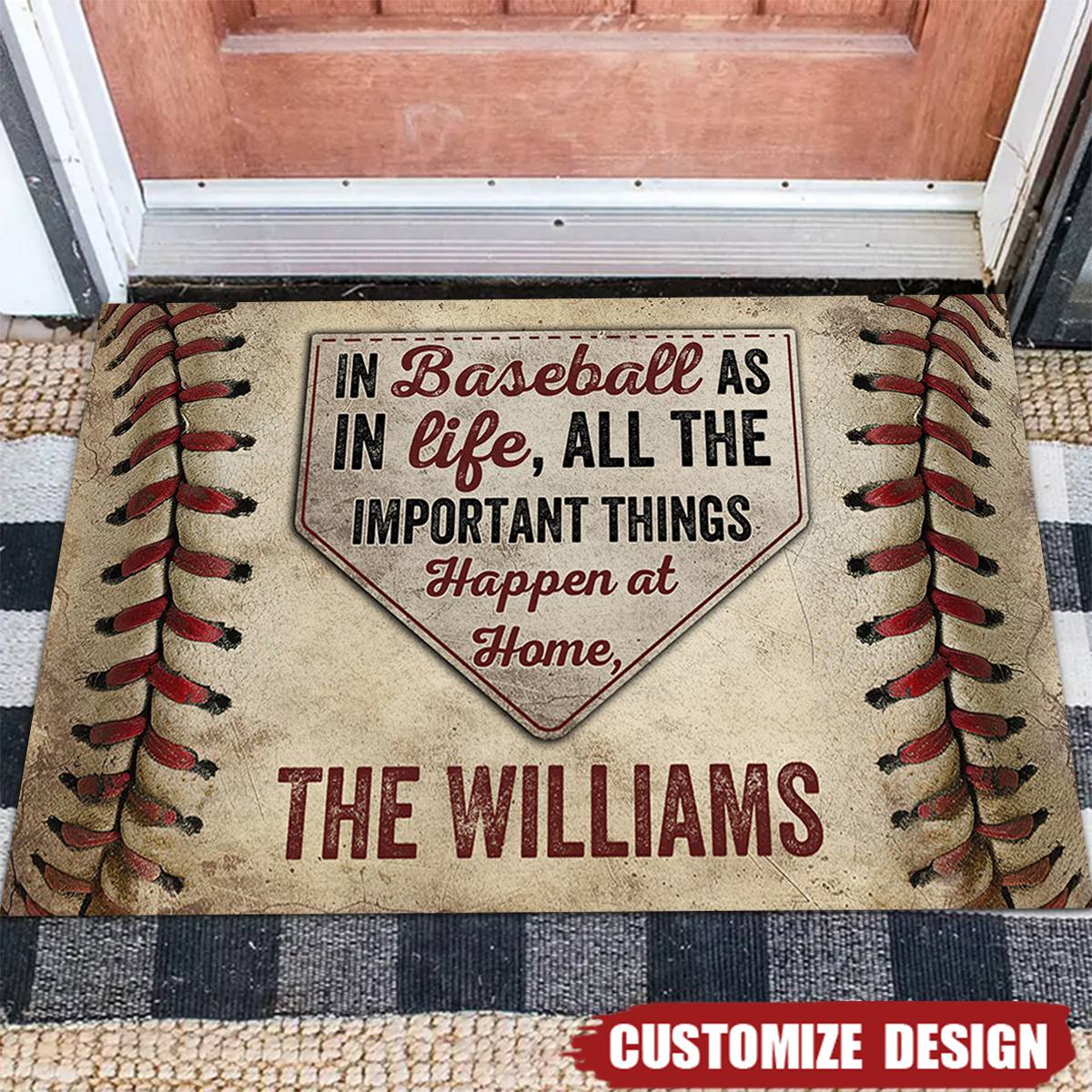 In Baseball As In Life All The Important Things - Personalized Baseball Doormat