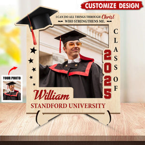 I Can Do All Things Through Christ  - Personalized 2-Layered Graduation Wooden Plaque