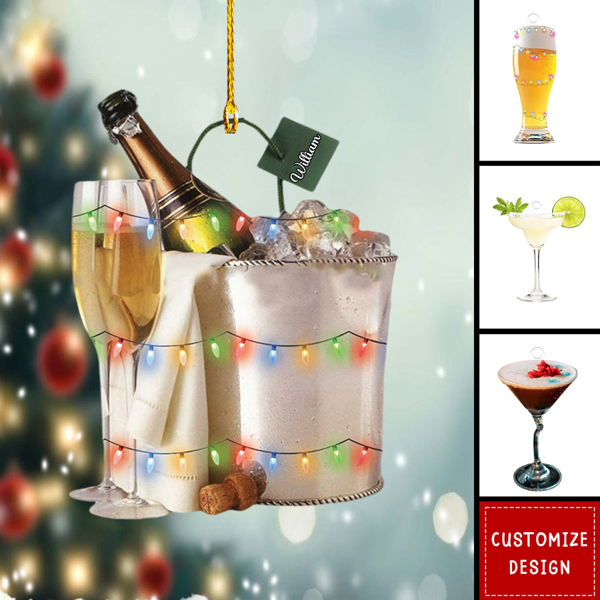 2024 New Release - Personalized Alcohol Drink Christmas Ornament