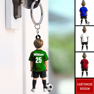 Personalized Kid Soccer Player Keychain-Gift For Soccer Young Lovers - New Release