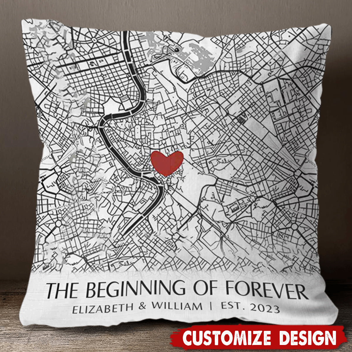 Where It All Began - Map Personalized Couple Pillow - Gift For Husband,Wife,Anniversary