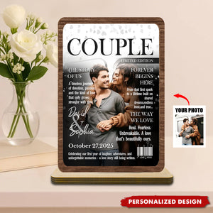 Personalized Love Story Couple Wooden Plaque - Gift For Romantic Couple