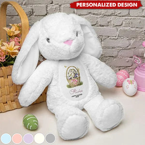 My First Easter Cute Bunny with Name and Year-Personalised Stuffed Bunny-Gift for Kids
