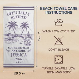 Custom Beach Towel - Personalized Retirement Gifts For Women, Men - Officially Off The Clock