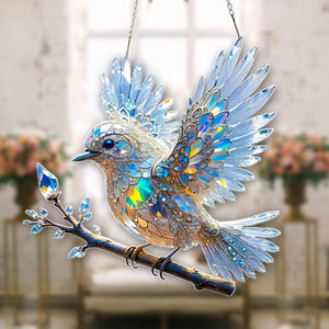 Crystal Sky Bluebird Window Hanging Ornament - Gift for Bird Lover