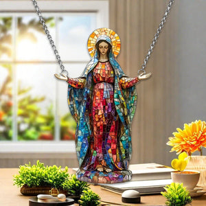 Virgin Mary Window Hanging Suncatcher Ornament - Catholic Religious Gift for Mom or Grandma