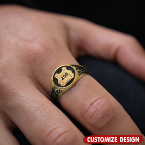 Personalized Police Officer Protect And Serve Signet Ring - Gift For Police Officers