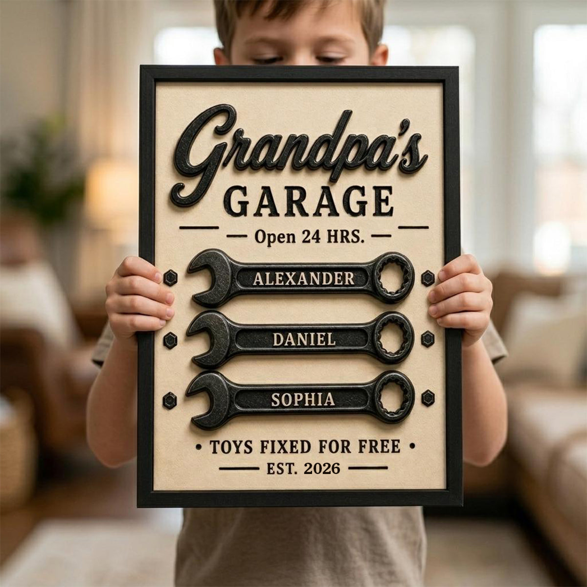 Personalized Grandpa Garage 2-Layered Wooden Plaque