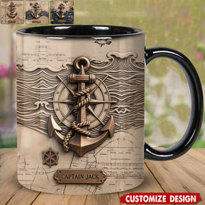 Nautical Anchor Vintage Nautical Map Fragment Personalized Coffee Mug