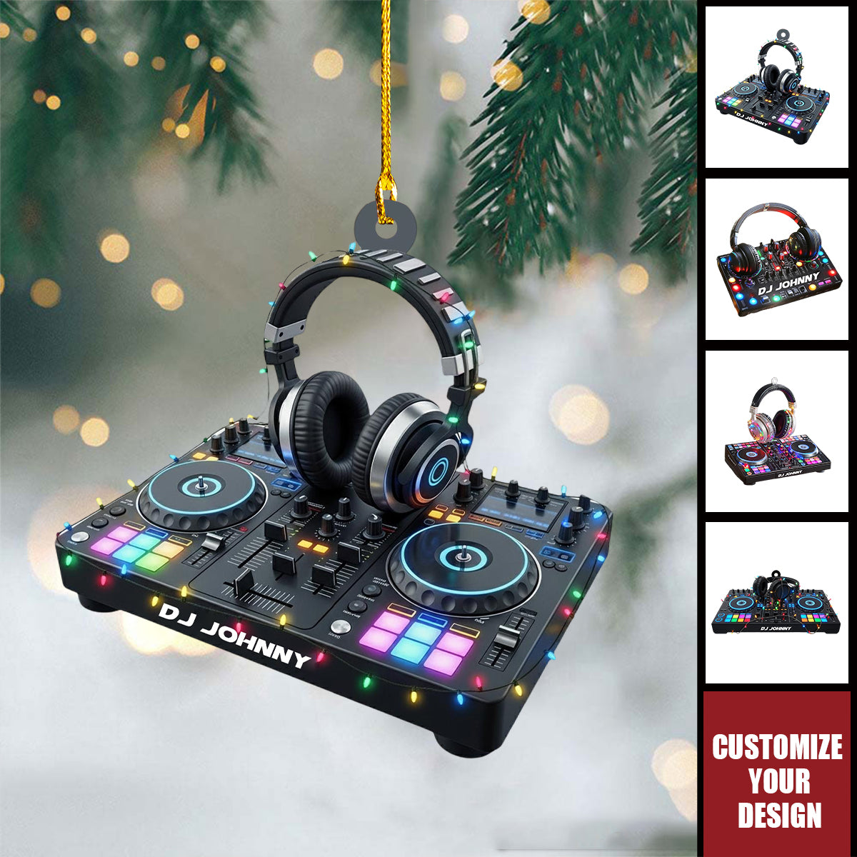 Personalized DJ Mixer with Headphones Christmas Ornament