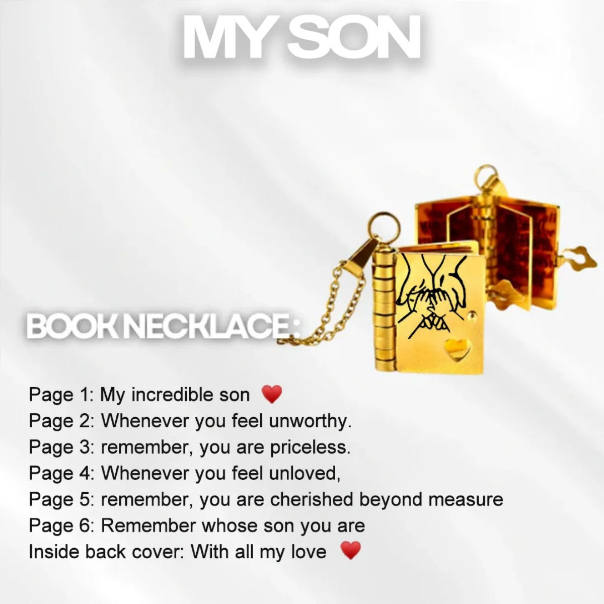 My Incredible Daughter Son Book Necklace