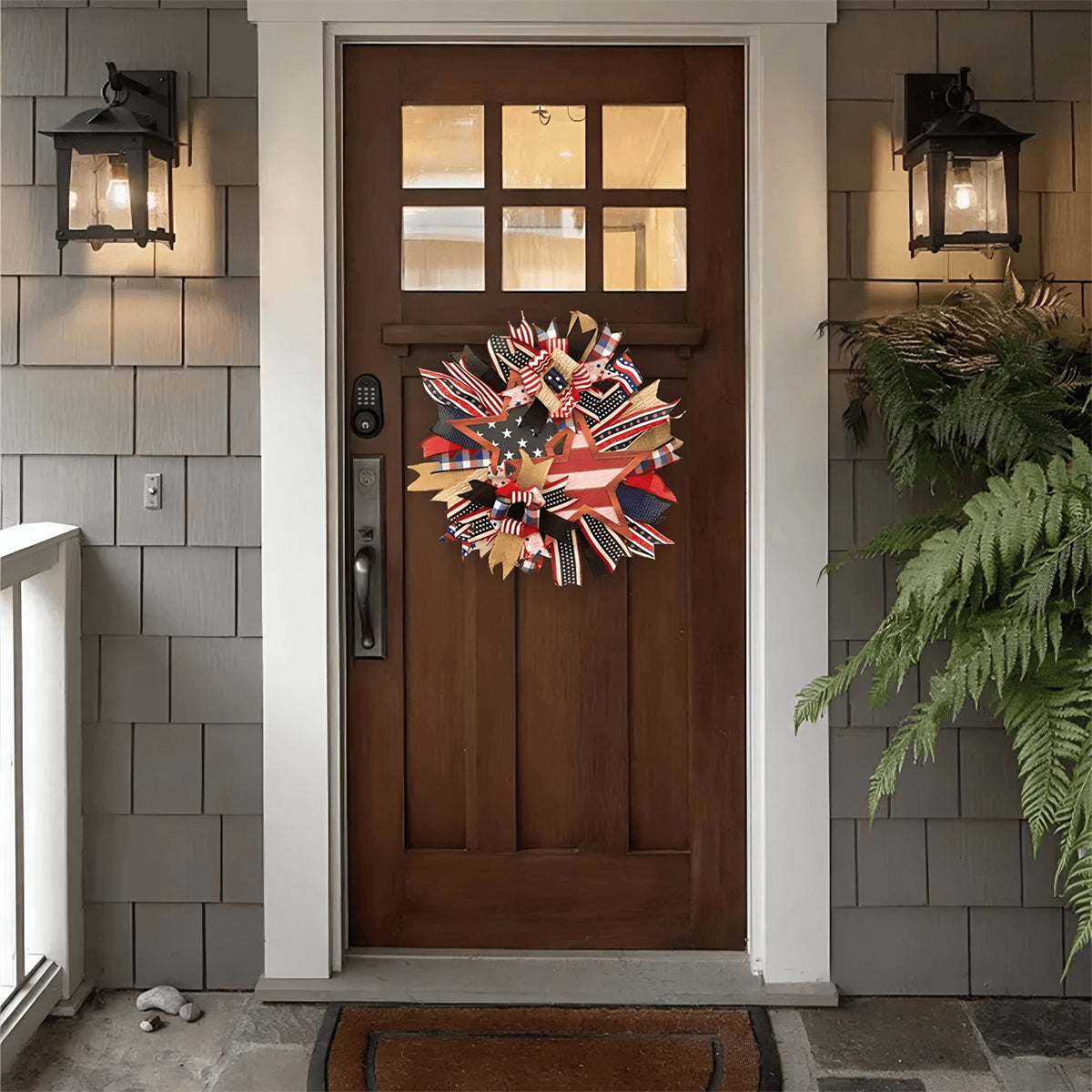 Handmade American Patriotic Star Wreath - Independence Day Decoration Gifts