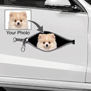 Personalized Dog Cat Zipper Car Decal - Personalized Sticker Gift for Pet Lovers