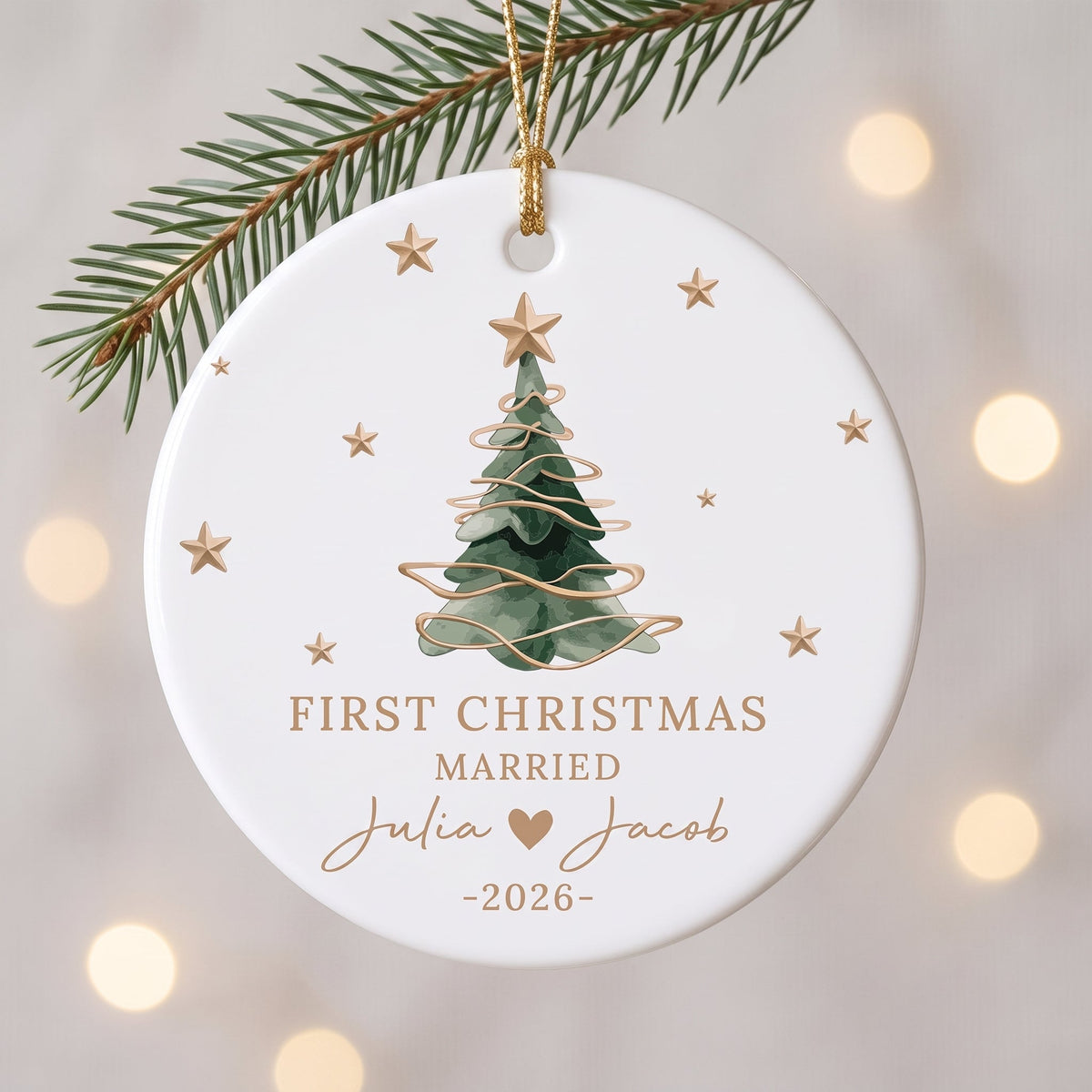 Personalized First Married Engaged Christmas Ornament - Merry Christmas Gifts