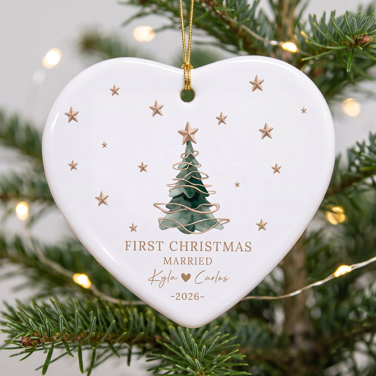Personalized First Married Engaged Christmas Ornament - Merry Christmas Gifts