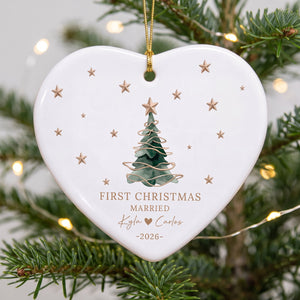 Personalized First Married Engaged Christmas Ornament - Merry Christmas Gifts