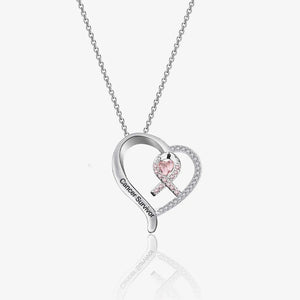 Breast Cancer Awareness-Survivor Pink Ribbon Rhinestone Necklace