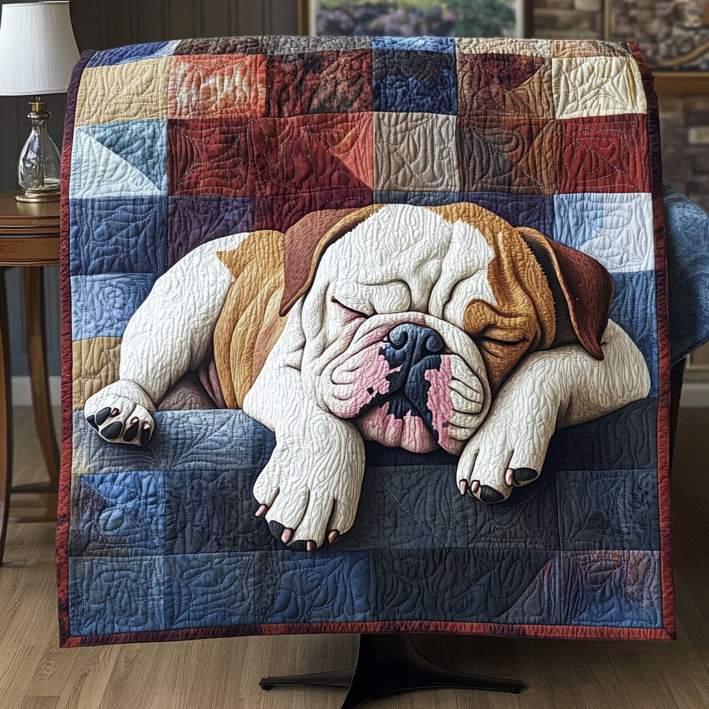 English Bulldog Hugs and Kisses Quilted Blanket