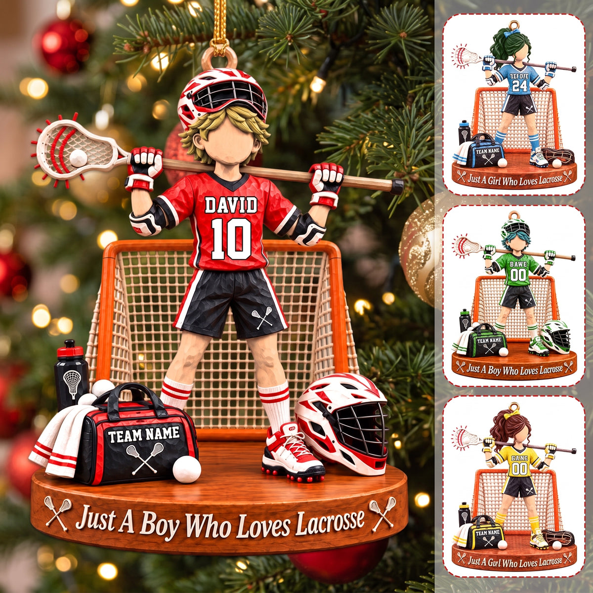Personalized Just A Boy Who Loves Lacrosse Ornament - Gift For Lacrosse Lover