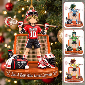 Personalized Just A Boy Who Loves Lacrosse Ornament - Gift For Lacrosse Lover