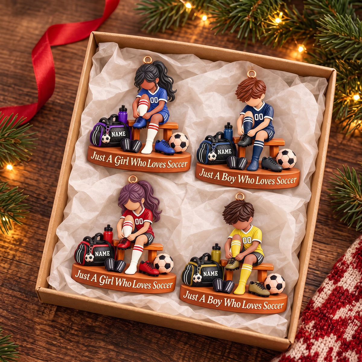 Personalized Soccer Player Ornament, Custom Name Soccer Player Gift