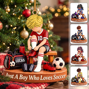 Personalized Soccer Player Ornament, Custom Name Soccer Player Gift