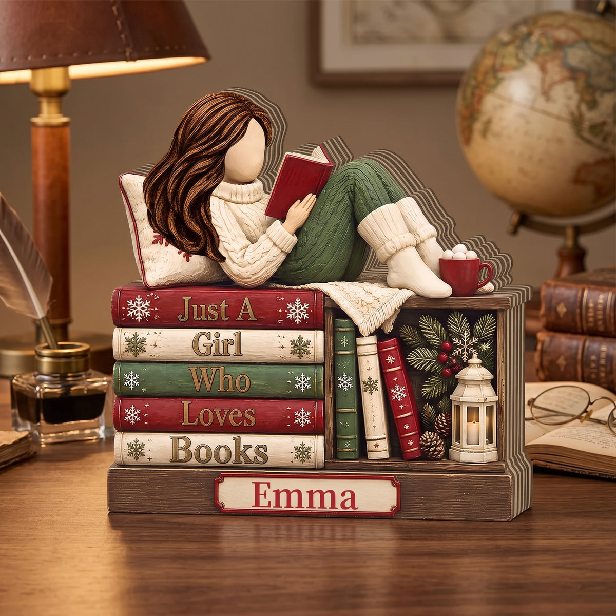 "Just A Girl Who Loves Books" Personalized Wooden 2D Block - Custom Gift for Book Lovers