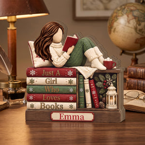 "Just A Girl Who Loves Books" Personalized Wooden 2D Block - Custom Gift for Book Lovers