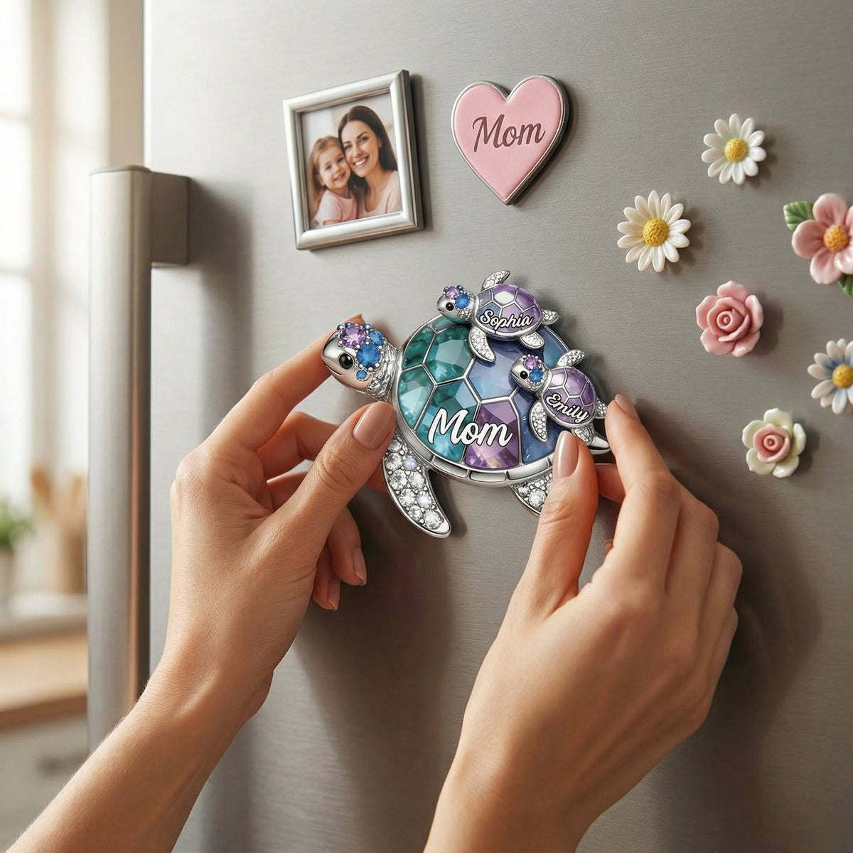 Personalized Grandma/Mom shaped Turtle Fridge Magnet-Gift For Mom and Grandma