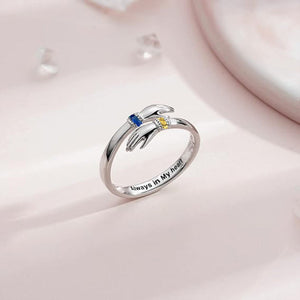 For Granddaughter - Always Keep Me In Your Heart Custom Birthstone Hug Ring