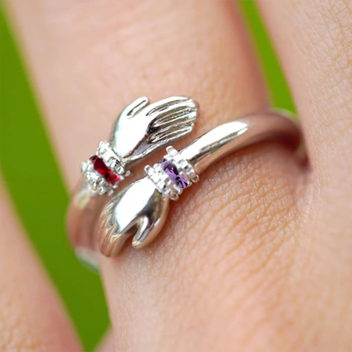 For Granddaughter - Always Keep Me In Your Heart Custom Birthstone Hug Ring