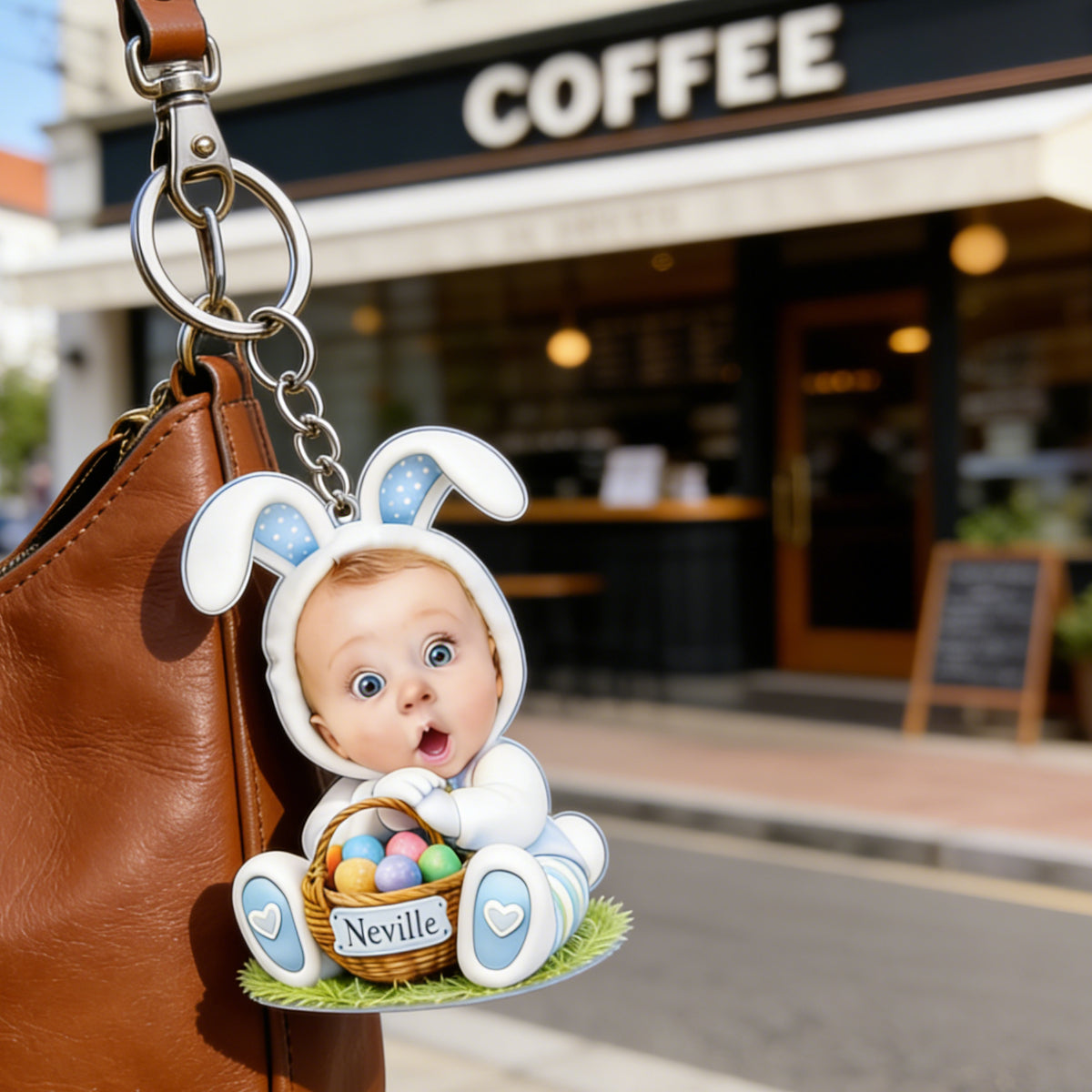 Easter Bunny Kids Keychain - Personalized Photo Gift