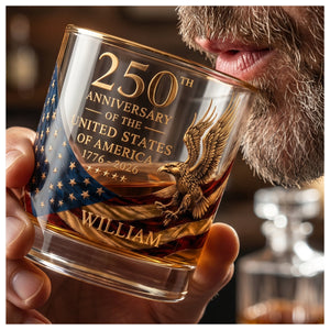 Personalized 250th Anniversary Whiskey Glass – Custom Engraved Bourbon Glass Gift for Men, Dad & Whiskey Lovers