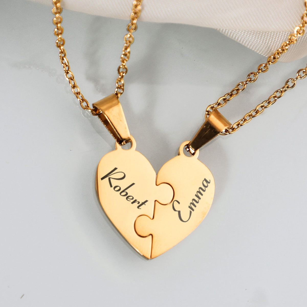 Friendship/Family Puzzle Hearts - Personalized Heart Puzzle Name Necklace