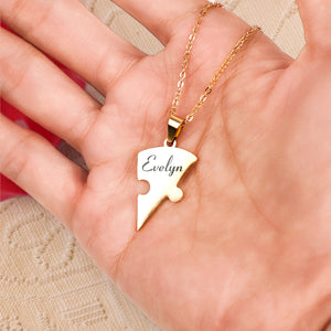 Friendship/Family Puzzle Hearts - Personalized Heart Puzzle Name Necklace