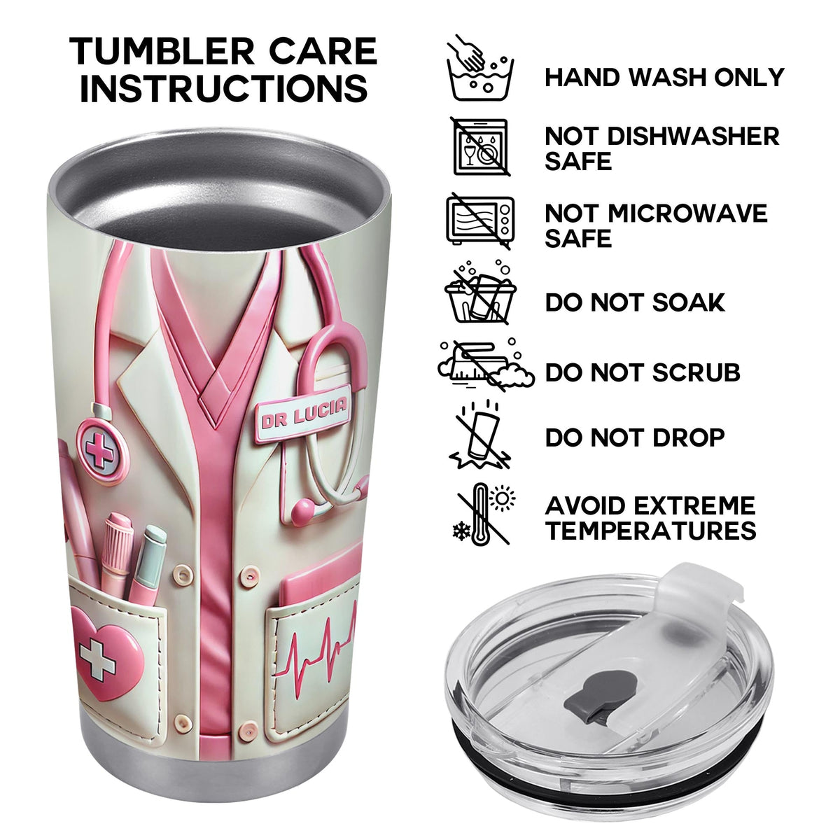 Medical Appreciation Design With Stethoscope - Personalized Stainless Steel Tumbler - Gift For Medical Professionals