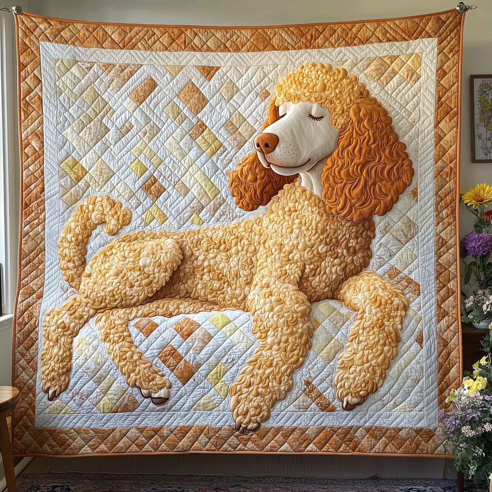 Restful Poodle Quilted Blanket